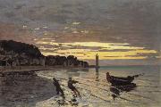 Claude Monet Towing of a Boat at Honfleur Spain oil painting artist